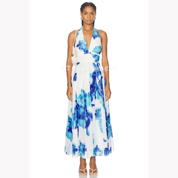 NWT Nicholas The Label Giulia Deep V Halter Midi Dress Size 2 - Picture 6 of 10